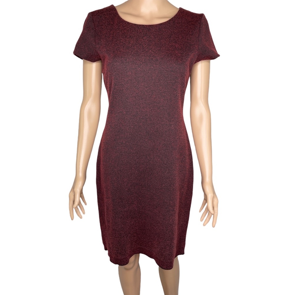 Anthropologie Ganni Sheath Knit Marled Emmeline Dress Women's Size M Red Motif